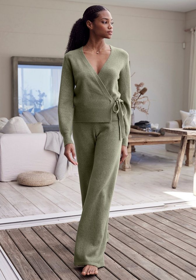 LASCANA Wickelstrickjacke mit breitem Rippbündchen, Loungewear – Bild 5 von 5