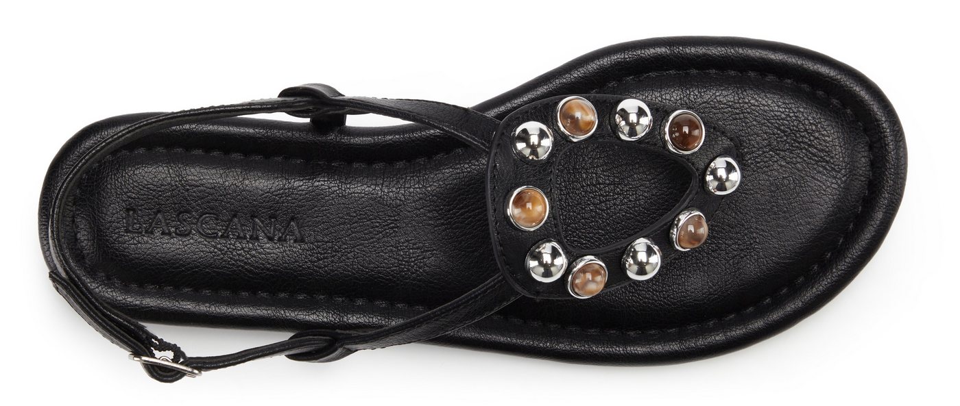 LASCANA Zehentrenner, Sandalette, Sommerschuh, offener Schuh Sandale mit modischen Schmuckelementen VEGAN – Bild 4 von 5