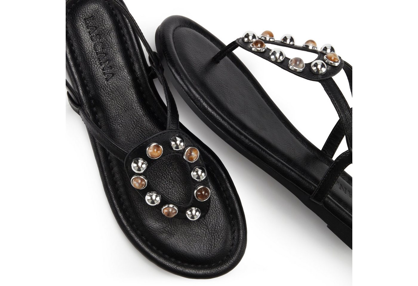LASCANA Zehentrenner, Sandalette, Sommerschuh, offener Schuh Sandale mit modischen Schmuckelementen VEGAN – Bild 5 von 5