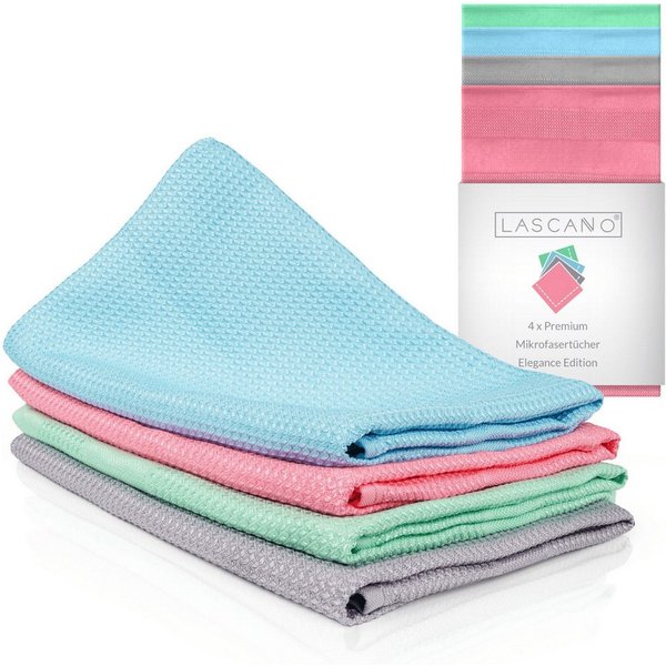 Lascano Geschirrtücher Mikrofaser - Elegance Edition Mikrofasertuch (Elegance Edition, 4-tlg., 4er Set, Streifenfreie Allzweck Mikrofasertücher)