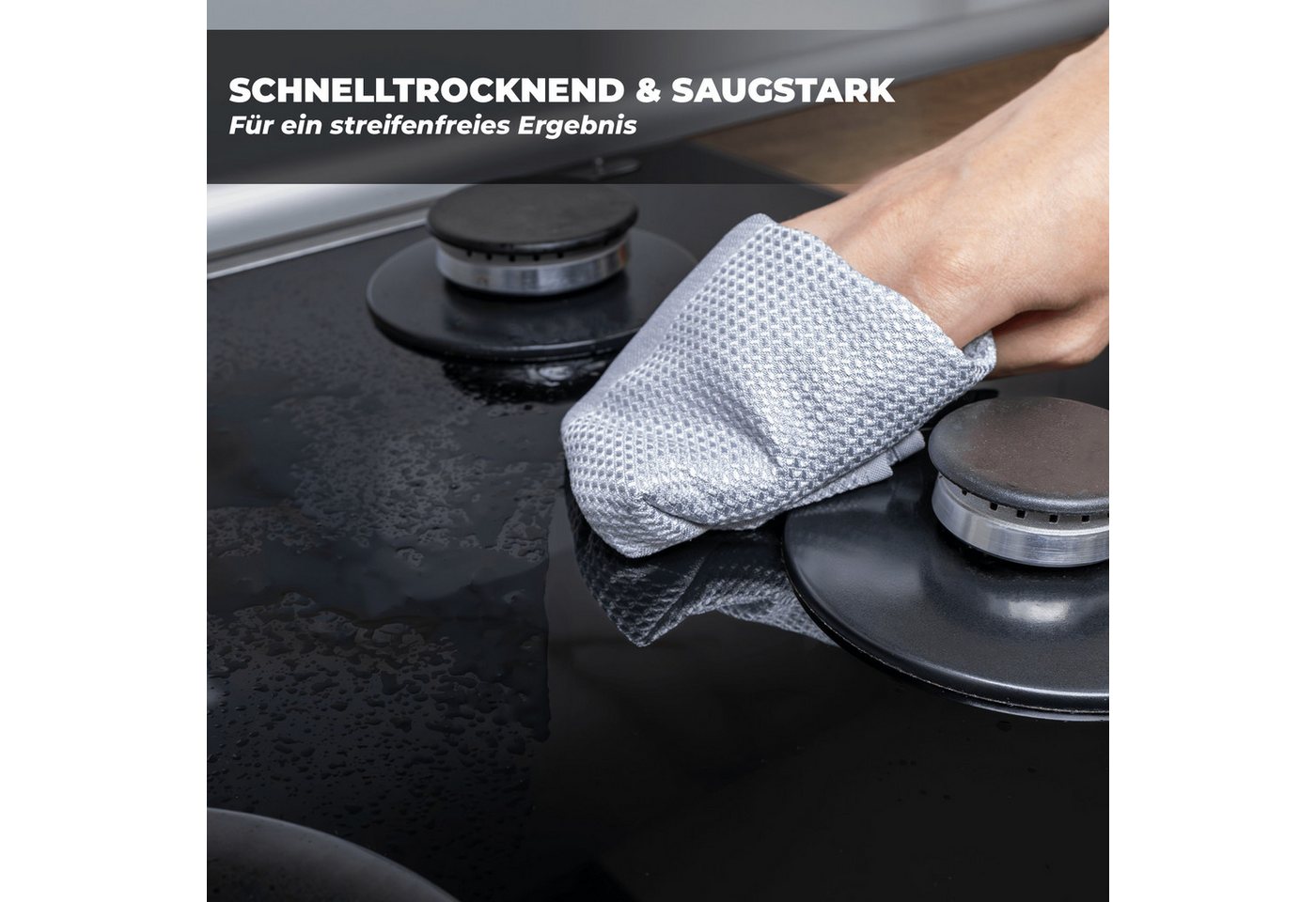 Lascano Geschirrtücher Mikrofaser - Elegance Edition Mikrofasertuch (Elegance Edition, 4-tlg., 4er Set, Streifenfreie Allzweck Mikrofasertücher) – Bild 2 von 5