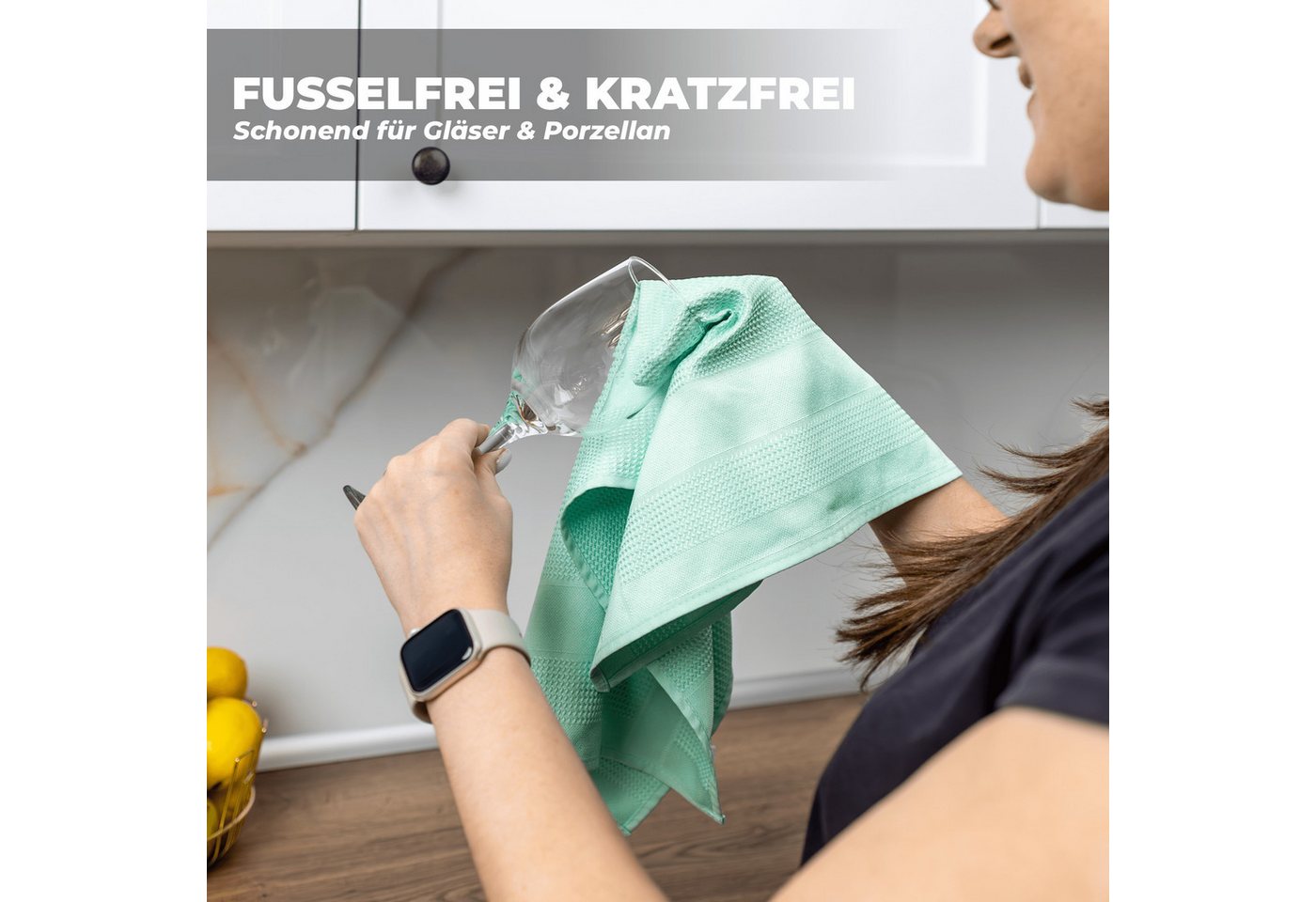 Lascano Geschirrtücher Mikrofaser - Elegance Edition Mikrofasertuch (Elegance Edition, 4-tlg., 4er Set, Streifenfreie Allzweck Mikrofasertücher) – Bild 3 von 5