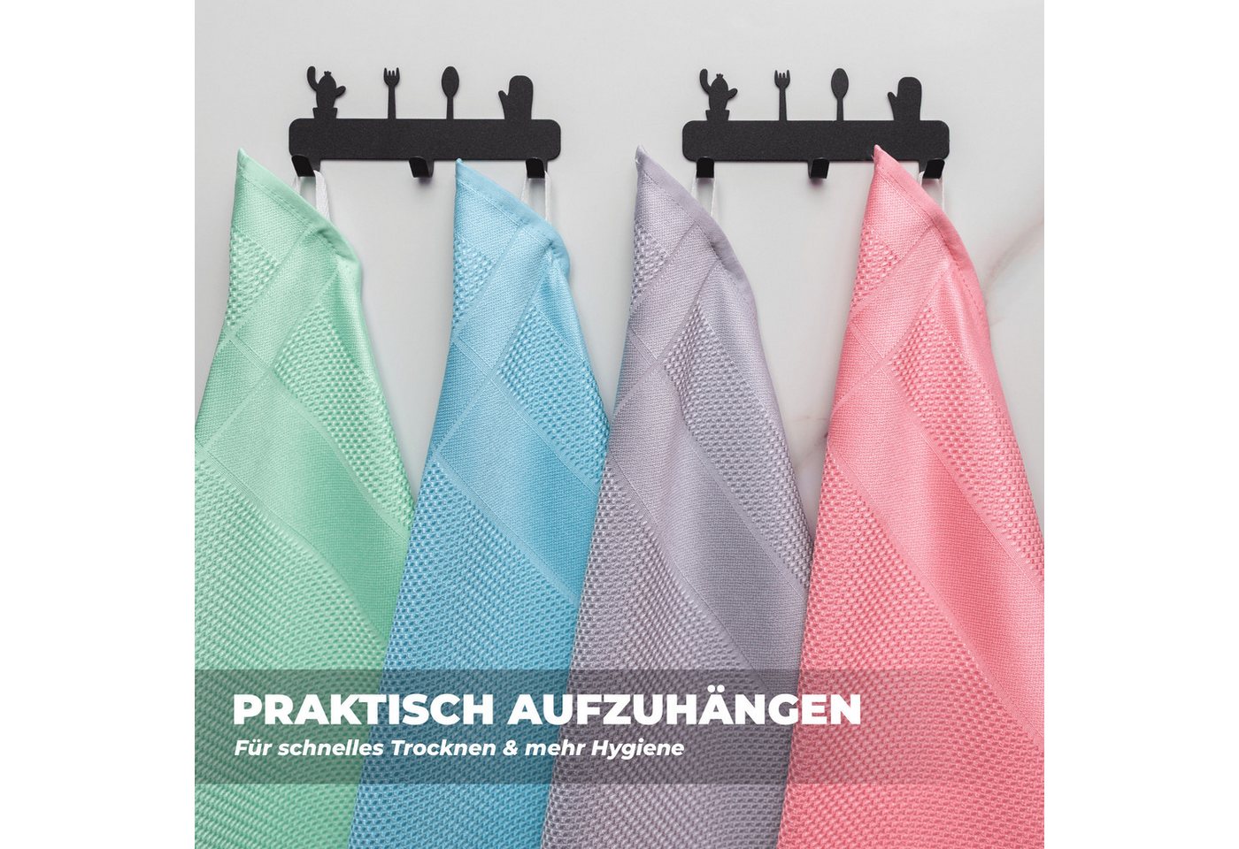 Lascano Geschirrtücher Mikrofaser - Elegance Edition Mikrofasertuch (Elegance Edition, 4-tlg., 4er Set, Streifenfreie Allzweck Mikrofasertücher) – Bild 4 von 5