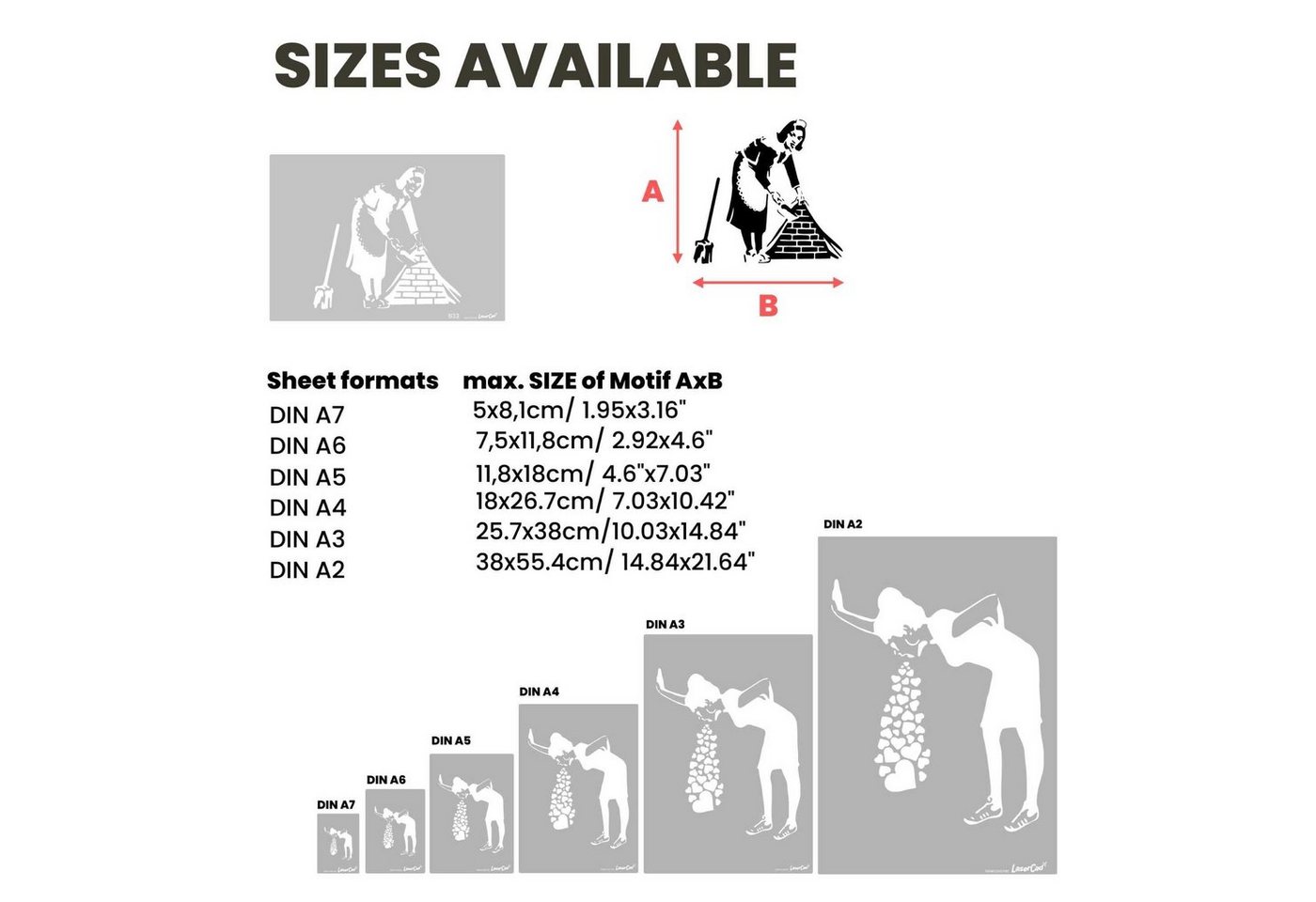 LaserCad Airbrushschablone Frida Kahlo A7 bis A2 Stencil, Graffiti, Airbrush – Bild 5 von 5