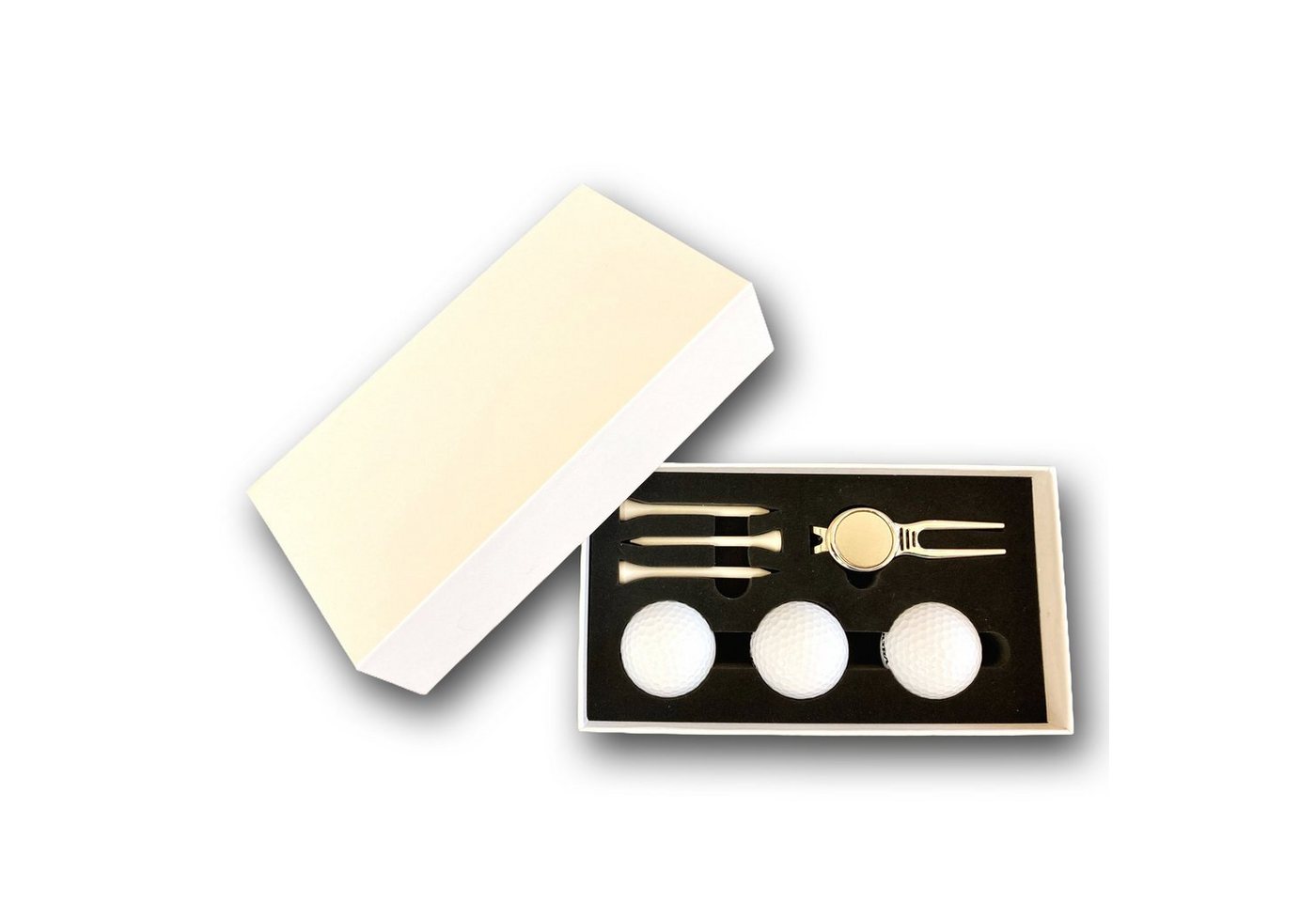 Lasernauten Golfball Golfball Set mit 3 Wilson Bällen, Pitchgabel und 3 Tees in Geschenkbox – Bild 3 von 5