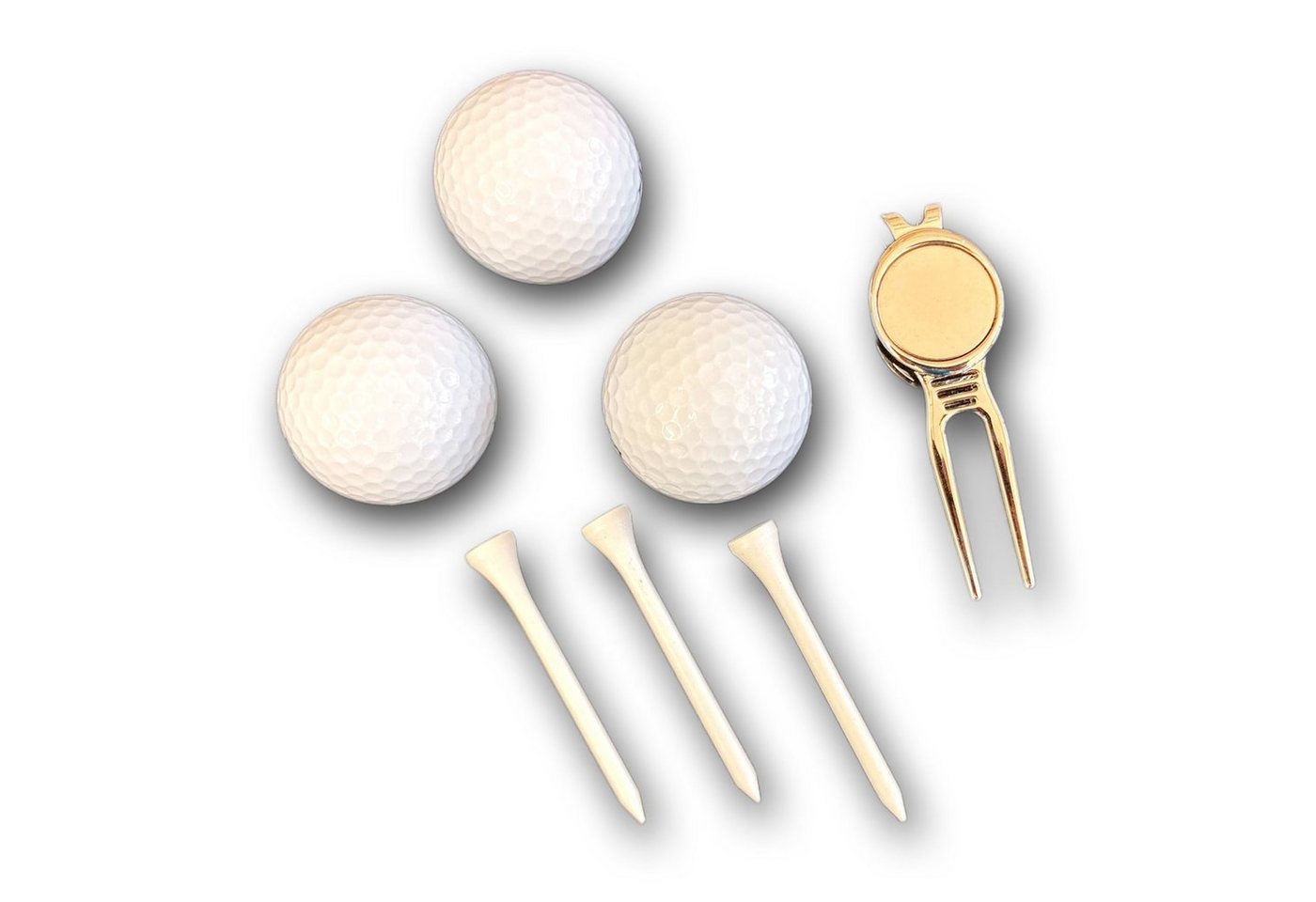 Lasernauten Golfball Golfball Set mit 3 Wilson Bällen, Pitchgabel und 3 Tees in Geschenkbox – Bild 5 von 5