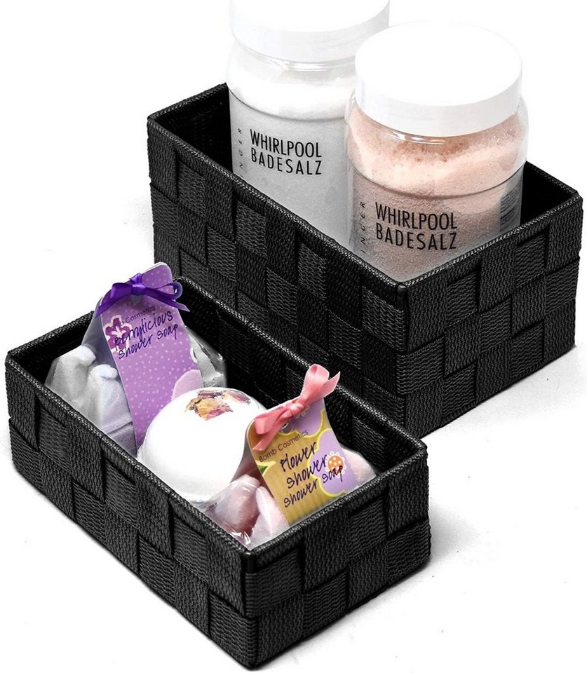 Lashuma Aufbewahrungskorb (Set, 2 St), geflochtene Geschenkboxen schwarz – Bild 3 von 5