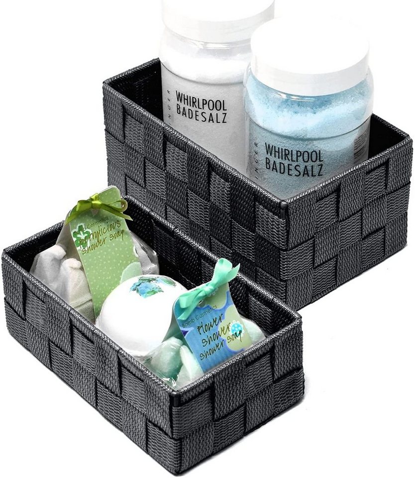 Lashuma Aufbewahrungskorb (Set, 2 St), Regalboxen grau für Badezimmer Zubehör – Bild 3 von 5