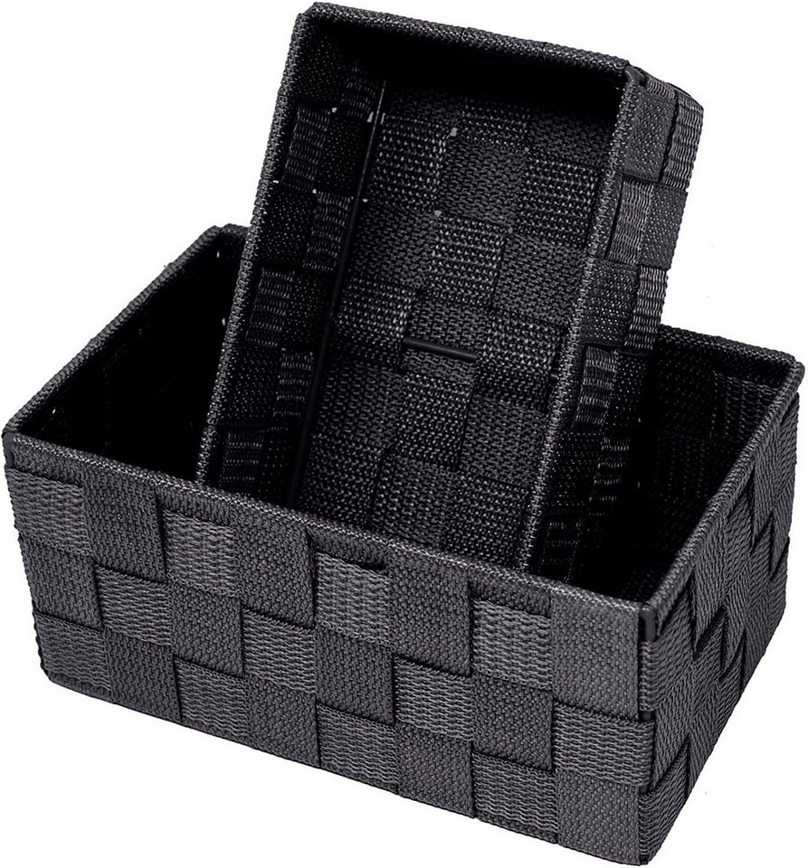 Lashuma Aufbewahrungskorb (Set, 2 St), Regalboxen grau für Badezimmer Zubehör – Bild 4 von 5