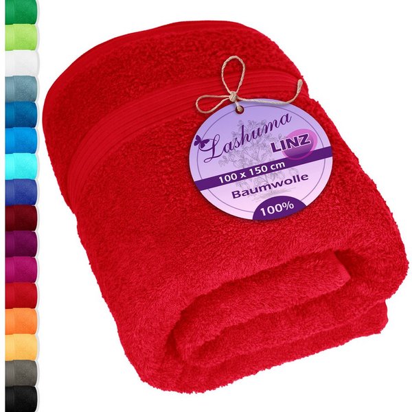 Lashuma Badetuch - Badehandtuch Linz, Frottee (1-St), Damen Badetuch Rot 100x150 cm