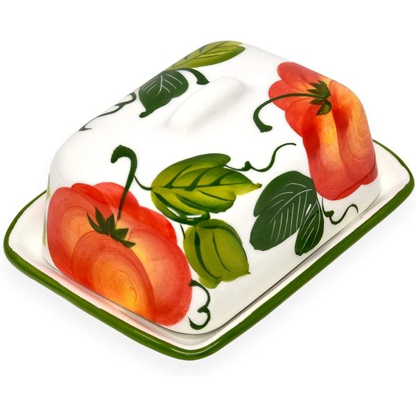 Lashuma Butterdose Tomate, Keramik, (1-tlg., 12 x 9 cm), italienische Butterschale für 125 g Butter