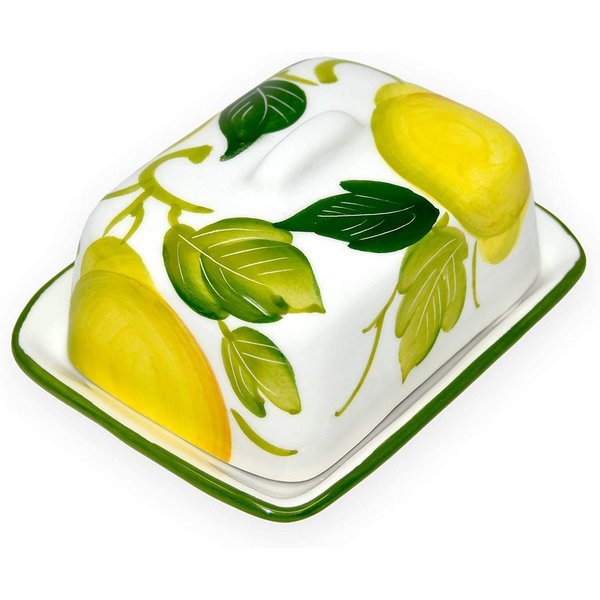 Lashuma Butterdose Zitrone, Keramik, (1-tlg., 12 x 9 cm), Behälter für Butter 125 g oder Magarine