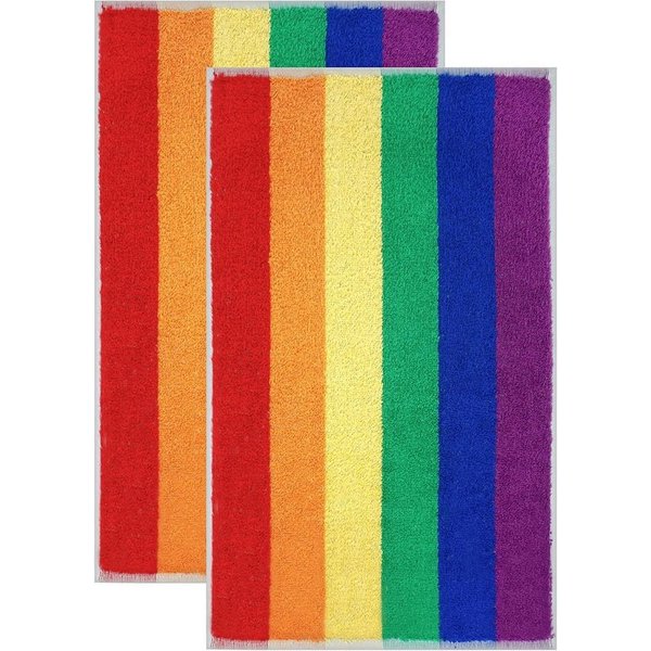 Lashuma Gästehandtücher Regenbogen, Frottee (2-St), kleine Handtücher Bad 30x50 gestreift bunt