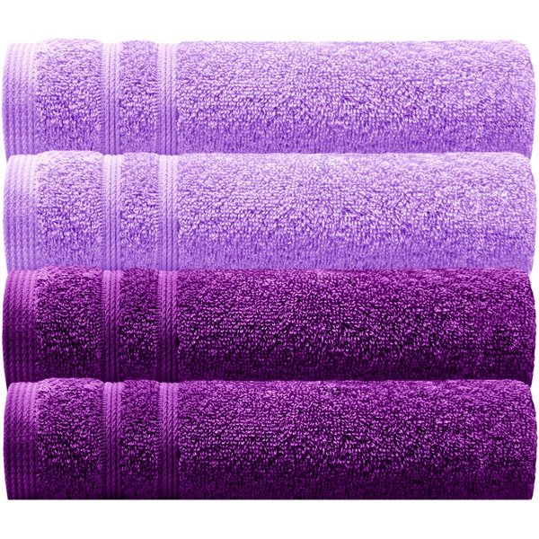 Lashuma Handtuch Set London, Frottee (Set, 4-St), Flauschige Badezimmer Handtücher lila 30x50 cm