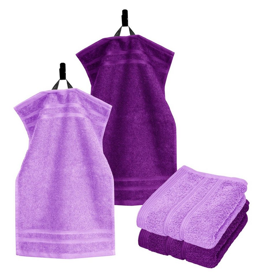 Lashuma Handtuch Set London, Frottee (Set, 4-St), Flauschige Badezimmer Handtücher lila 30x50 cm – Bild 2 von 5