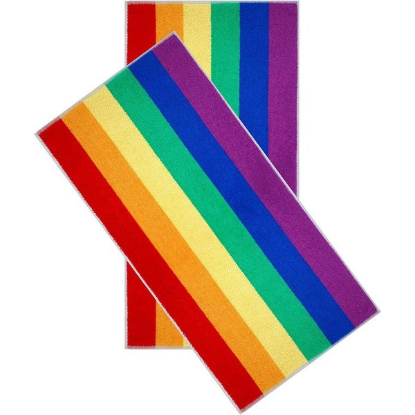 Lashuma Handtücher Regenbogen, Frottee (2-St), buntes Handtuchset Frottee mit Streifen 50x100 cm