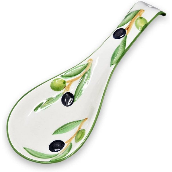 Lashuma Kochlöffelhalter Olive, (1-tlg., 28 cm), Keramik Löffelablage mit Oliven Relief Dekor