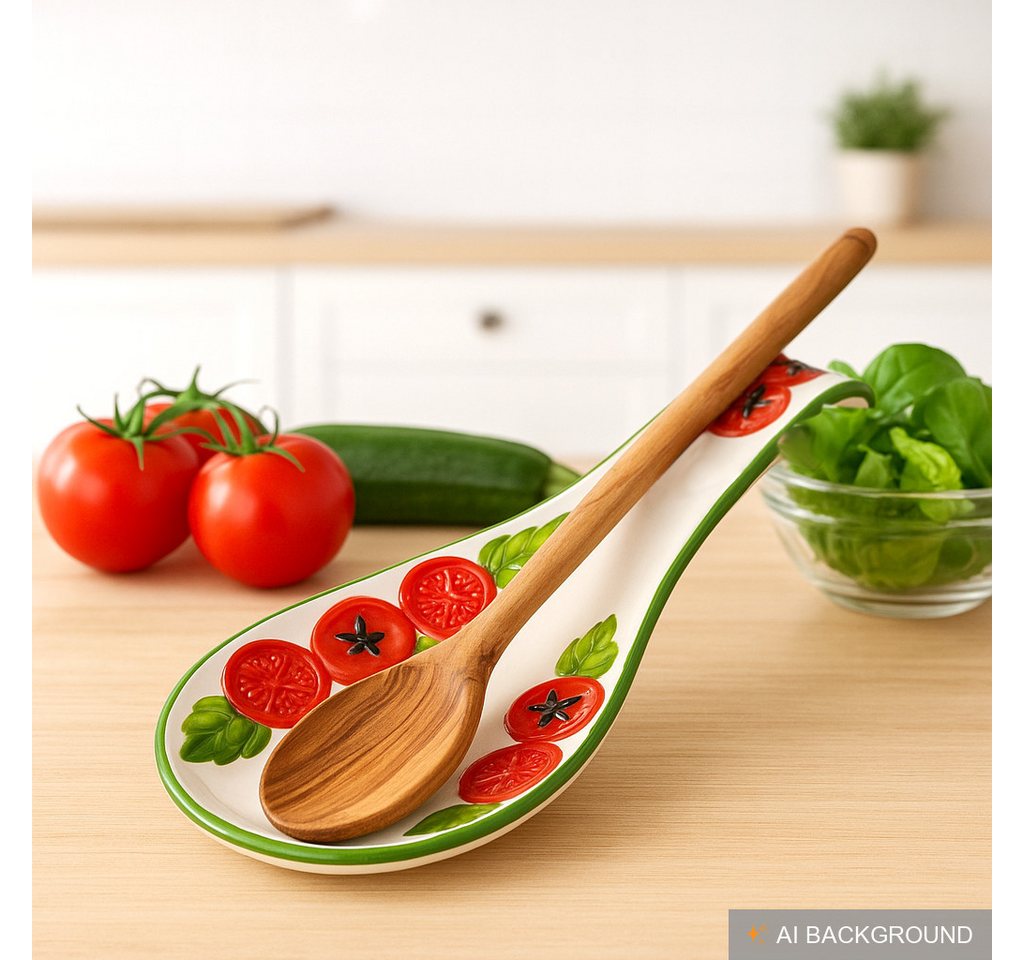 Lashuma Kochlöffelhalter Tomate, (1-tlg., 28 cm), Keramik Löffelhalter mit Tomaten Relief Dekor – Bild 3 von 5