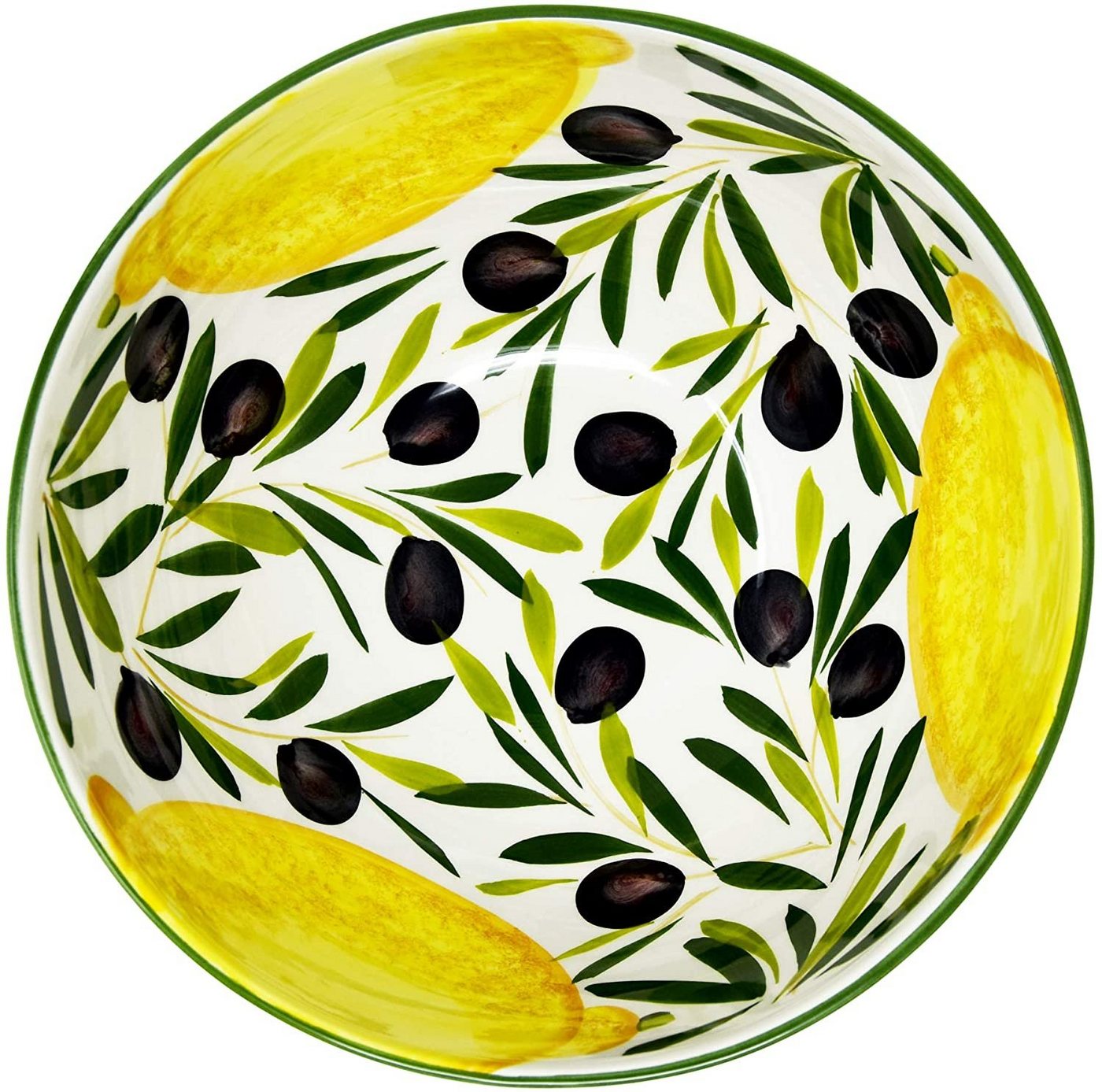 Lashuma Salatschüssel Zitrone Olive, Keramik, (1-tlg), Große Backschüssel handbemalt Ø 26 cm – Bild 2 von 5