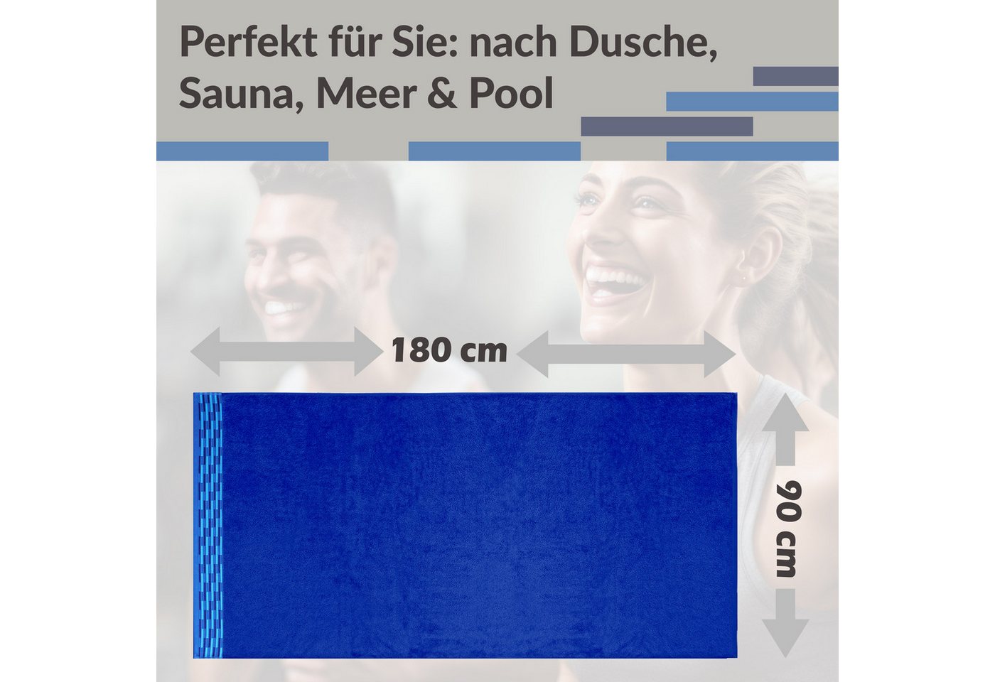 Lashuma Saunatuch - Badetuch Frottee, Saunahandtuch aus 100% Baumwolle für Damen & Herren – Bild 3 von 5