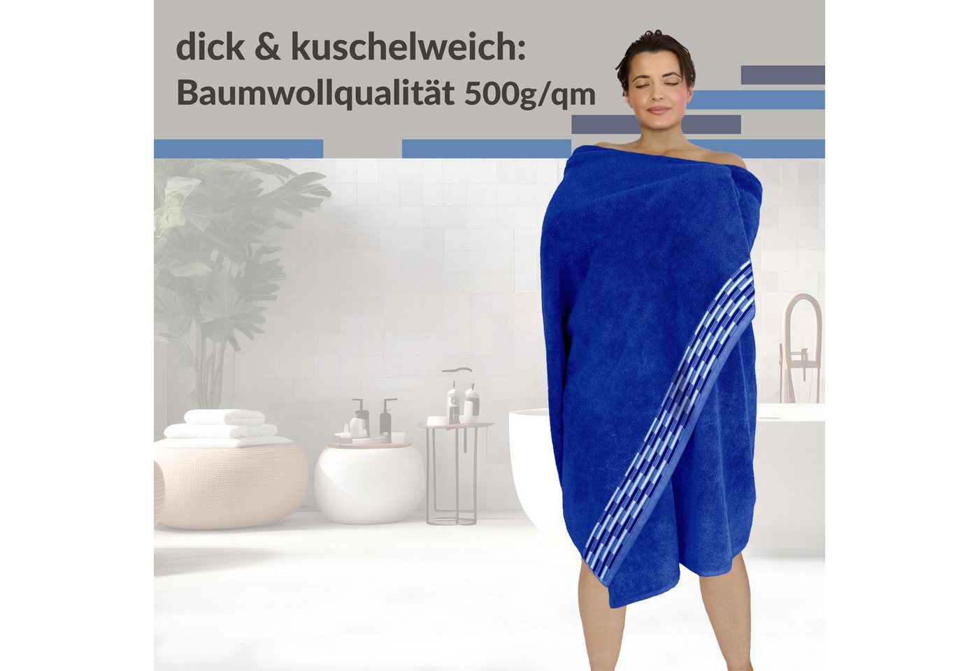 Lashuma Saunatuch - Badetuch Frottee, Saunahandtuch aus 100% Baumwolle für Damen & Herren – Bild 4 von 5