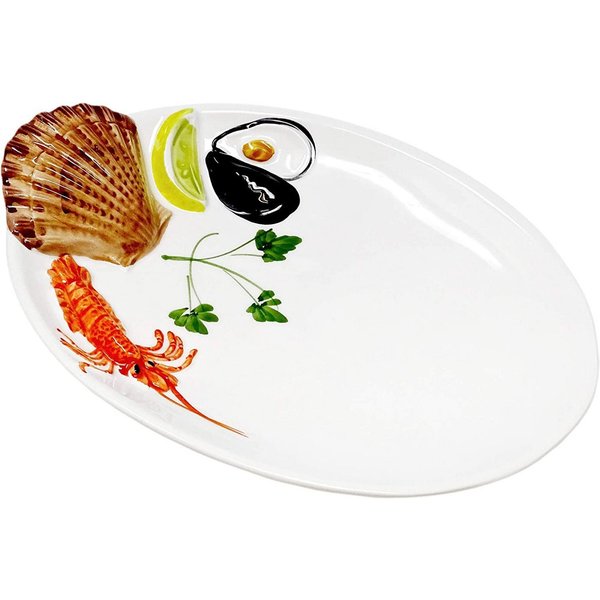 Lashuma Servierteller Meeresfrüchte, Keramik, (1-tlg., 26 x 18 cm), Ovaler Salatteller italienisch zum Servieren