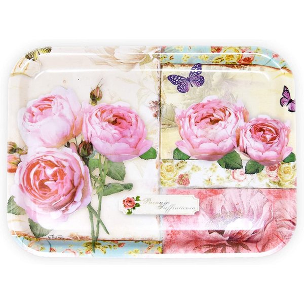 Lashuma Tablett England Rosen, Kunststoff, (1-tlg), Buntes Getränketablett bedruckt 31x23 cm