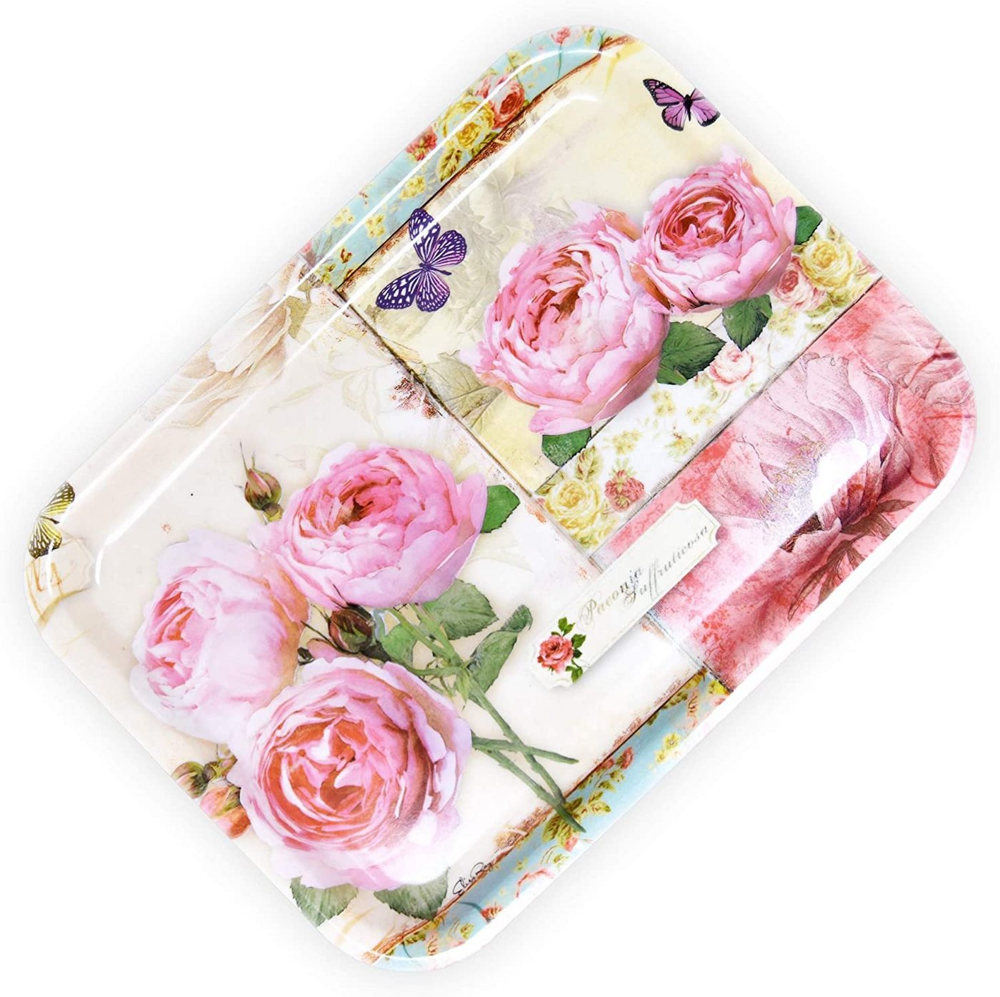 Lashuma Tablett England Rosen, Kunststoff, (1-tlg), Buntes Getränketablett bedruckt 31x23 cm – Bild 2 von 5