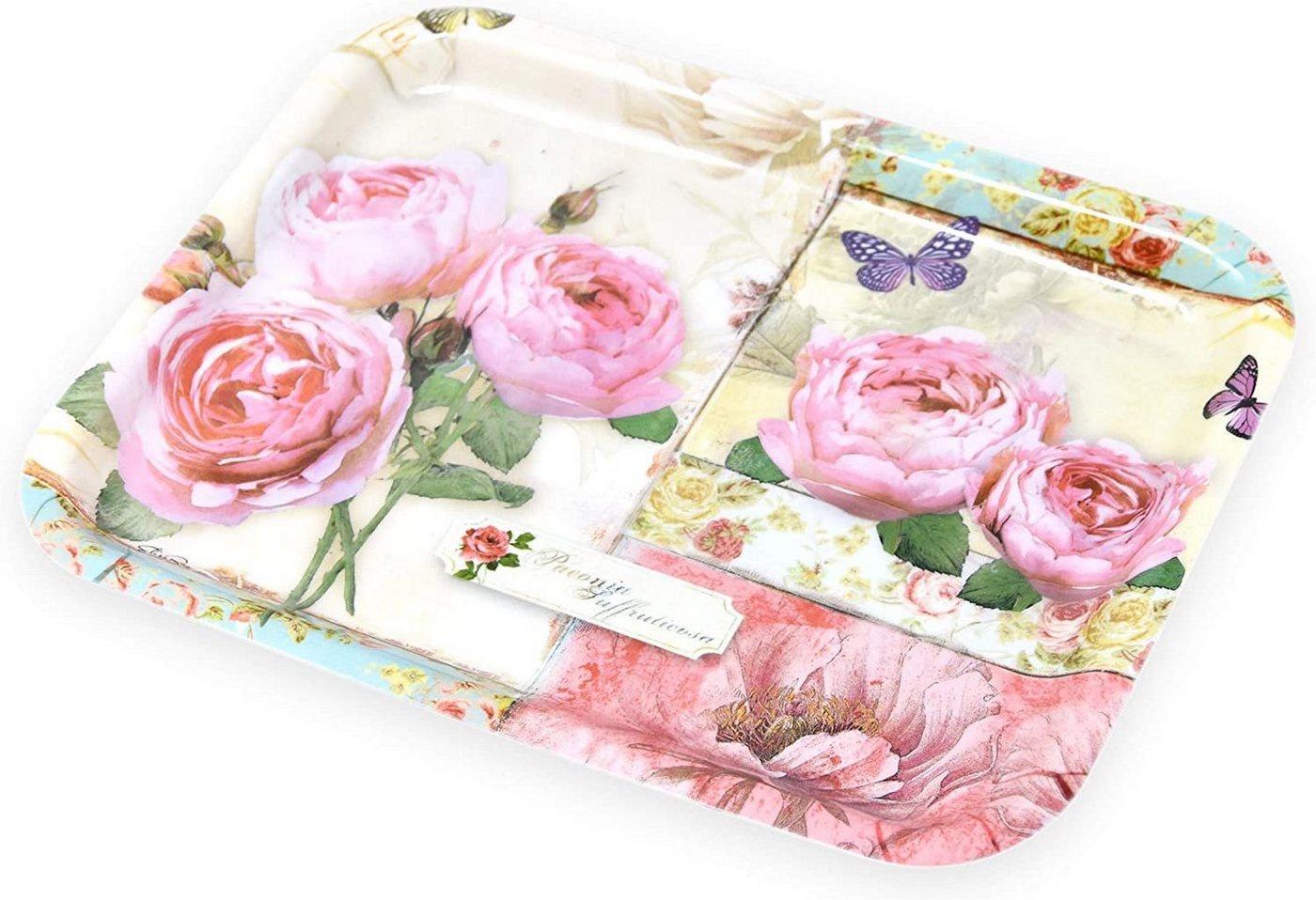 Lashuma Tablett England Rosen, Kunststoff, (1-tlg), Buntes Getränketablett bedruckt 31x23 cm – Bild 4 von 5