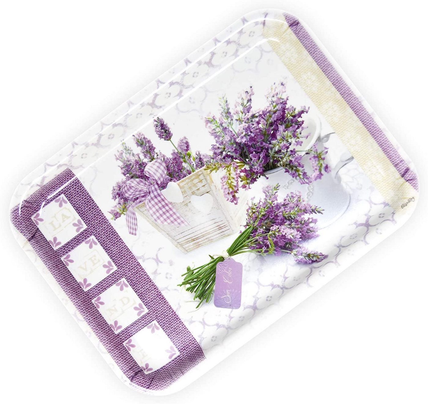 Lashuma Tablett Lavendeltraum, Kunststoff, (1-tlg), Mediterranes Teetablett lila 31x23 cm – Bild 2 von 5