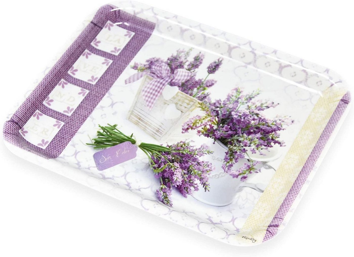 Lashuma Tablett Lavendeltraum, Kunststoff, (1-tlg), Mediterranes Teetablett lila 31x23 cm – Bild 3 von 5
