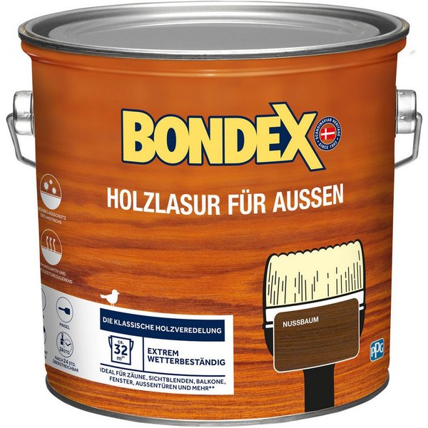 Bondex Lasur Bondex Holzlasur Für Außen 2,5 L nussbaum