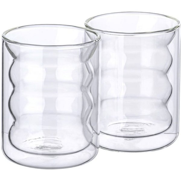Mulex Latte-Macchiato-Glas Mulex Gläser Set San Diego, 2-tlg., Borosilikatglas, doppelwandig, ideal f. Kaffee, Cappuccino, Latte Macchiatto, 2tlg