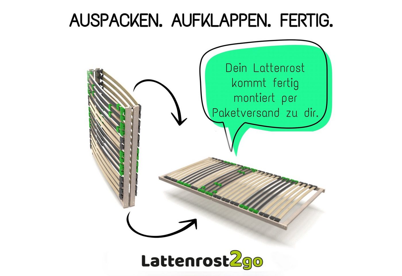 Lattenrost Lattenrost 140x200 cm, starr, Härtegrad einstellbar, FERTIG MONTIERT, Lattenrost2go, Kopfteil nicht verstellbar, Fußteil nicht verstellbar, keine Mon – Bild 2 von 5