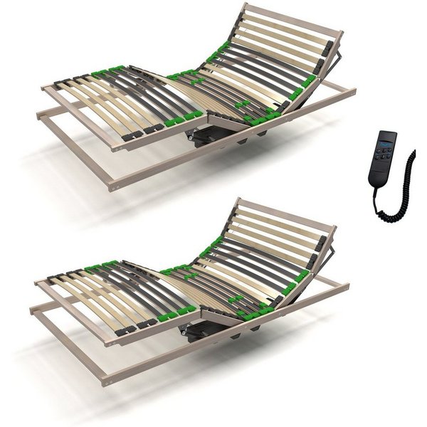 Lattenrost mit Motor Lattenrost 90x200 cm elektrisch verstellbares Kopf- und Fussteil - 2x, Lattenrost2go, Kopfteil motorisch verstellbar, Fußteil motorisch ver