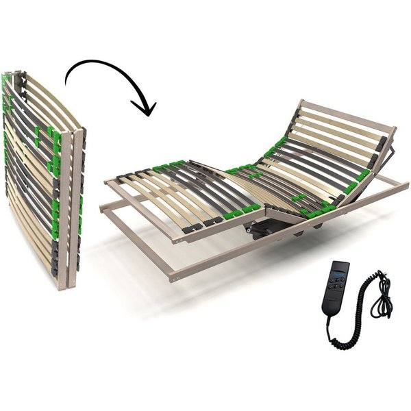 Lattenrost mit Motor Lattenrost 90x200 cm elektrisch verstellbares Kopf- und Fussteil, Lattenrost2go, Kopfteil motorisch verstellbar, Fußteil motorisch verstell