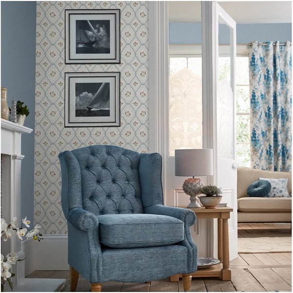 LAURA ASHLEY Vliestapete Pinford Trellis, glatt, geblümt, (1 St), 10mx52cm (ca. 5m2)