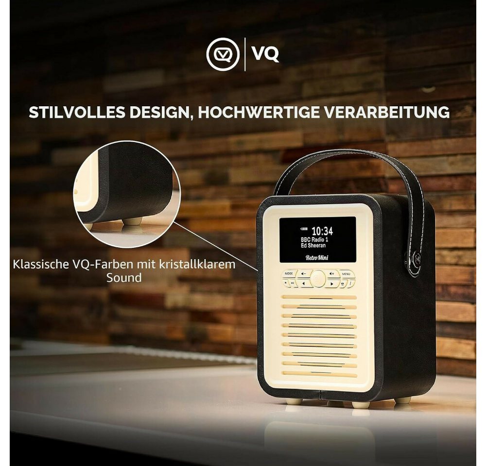 LAURA ASHLEY VQ Retro Mini DAB/DAB+ Digitalradio Bluetooth, Wecker – Schwarz VQ Digitalradio (DAB) – Bild 2 von 5