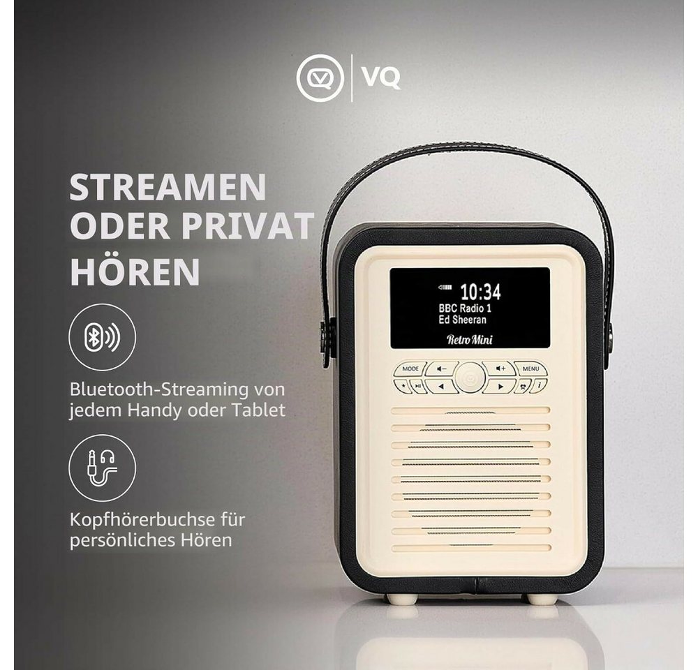 LAURA ASHLEY VQ Retro Mini DAB/DAB+ Digitalradio Bluetooth, Wecker – Schwarz VQ Digitalradio (DAB) – Bild 3 von 5