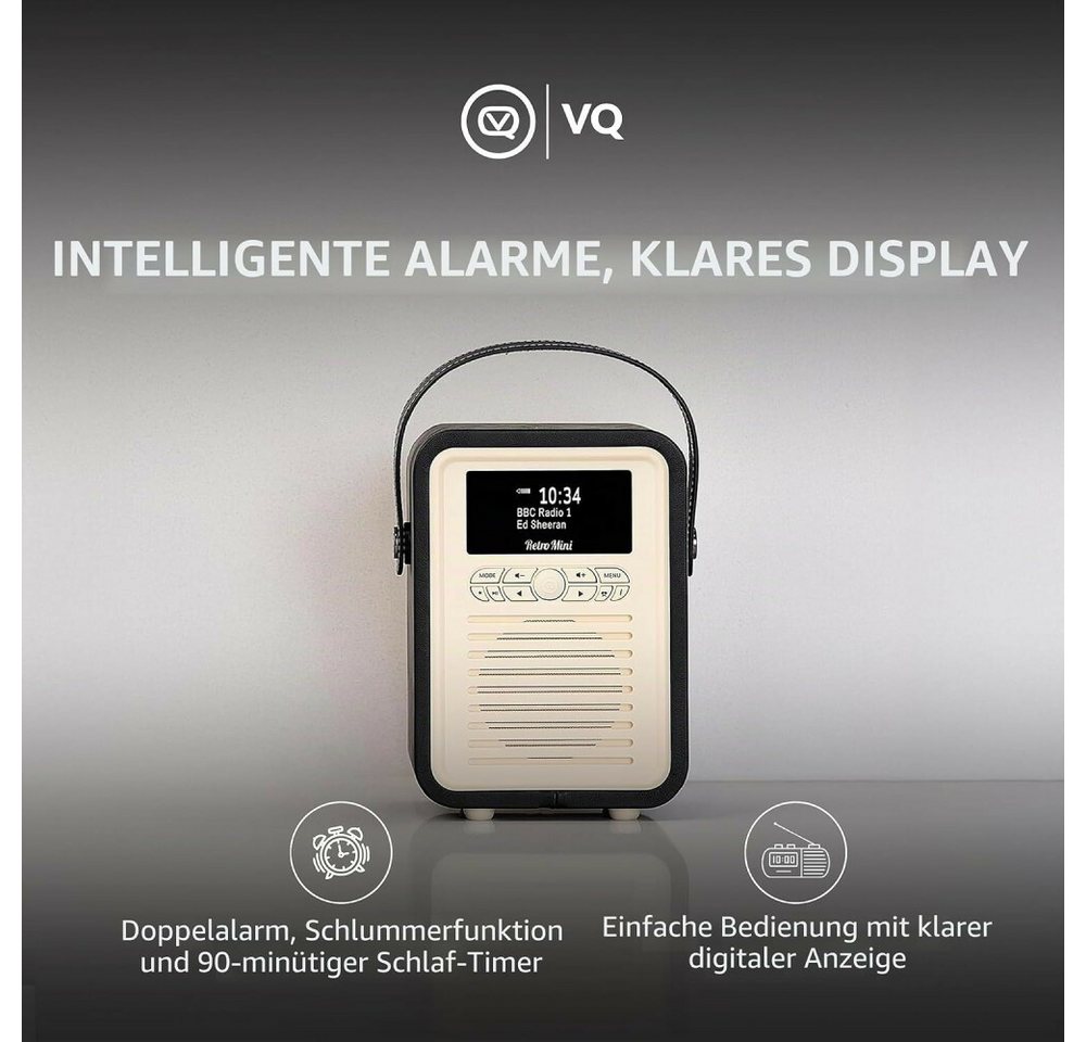 LAURA ASHLEY VQ Retro Mini DAB/DAB+ Digitalradio Bluetooth, Wecker – Schwarz VQ Digitalradio (DAB) – Bild 4 von 5
