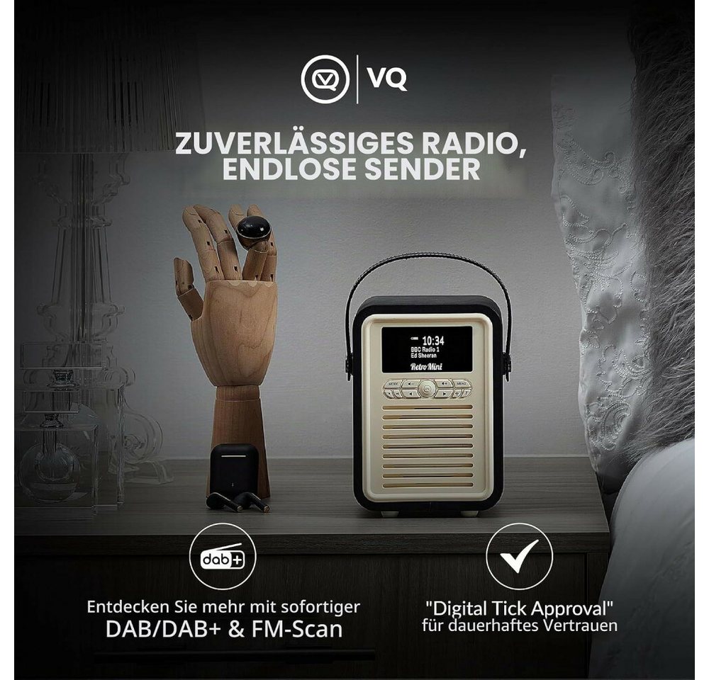 LAURA ASHLEY VQ Retro Mini DAB/DAB+ Digitalradio Bluetooth, Wecker – Schwarz VQ Digitalradio (DAB) – Bild 5 von 5