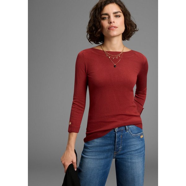 Laura Scott 3/4 Arm-Pullover leichter Übergangspullover mit Knopfdetail