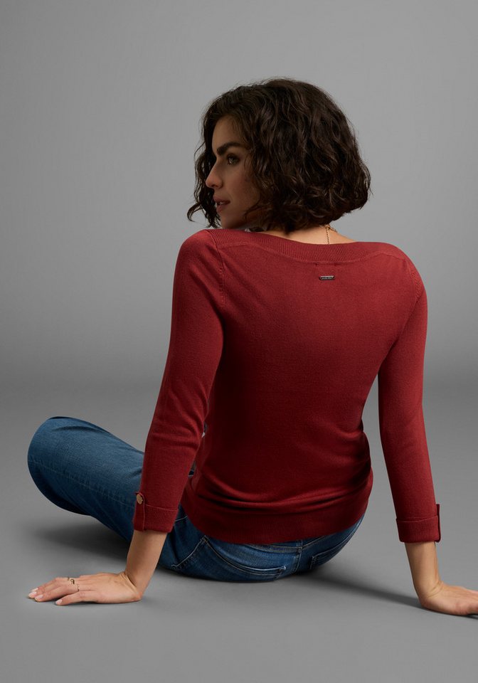 Laura Scott 3/4 Arm-Pullover leichter Übergangspullover mit Knopfdetail – Bild 2 von 5