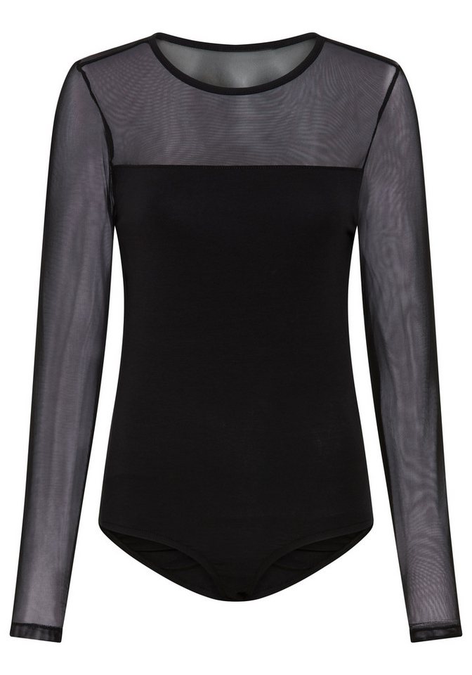 Laura Scott Body mit Mesh und elastischer Baumwollmischung, Rundhalsausschnitt, sehr figurbetont – Bild 5 von 5