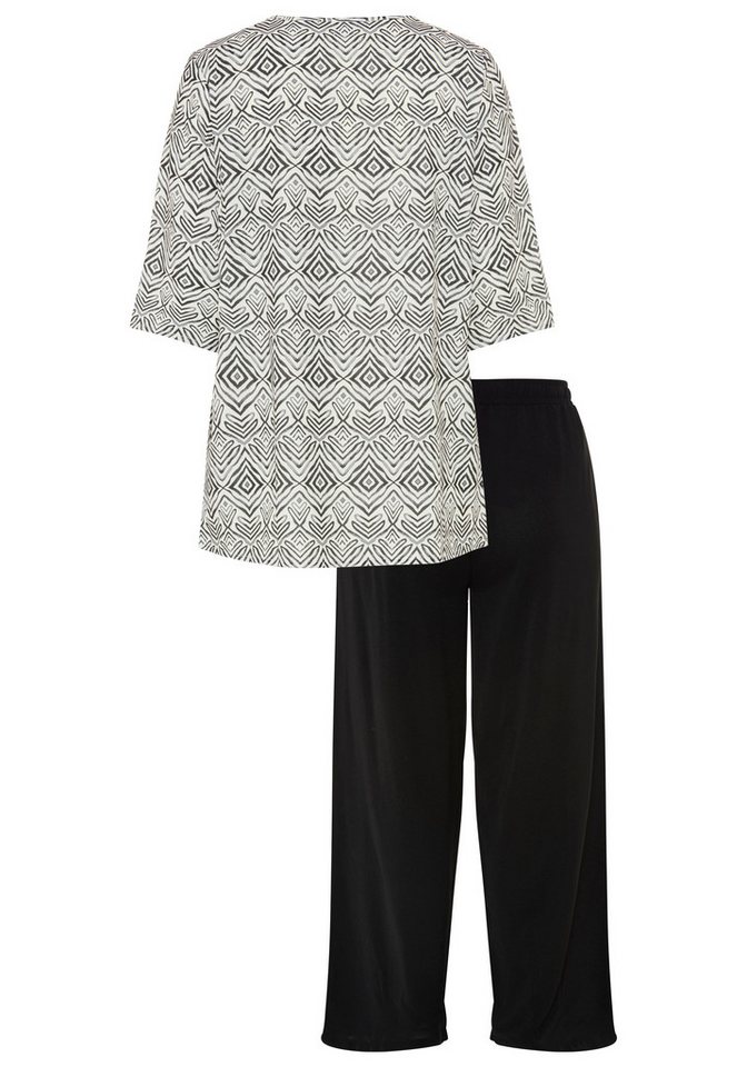 Laura Scott CURVE Anzug Große Größen (Set, Shirt + Hose) für Frühling und Sommer, figurumspielend, mit 3/4-Ärmeln, bedruckt – Bild 5 von 5