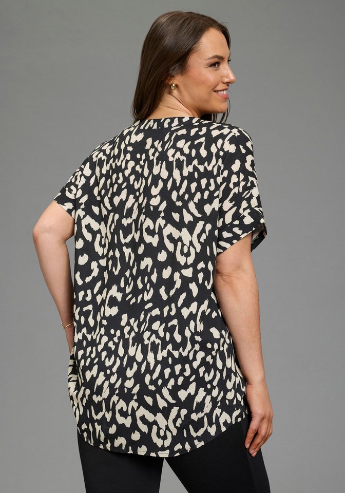 Laura Scott CURVE Longbluse Große Größen mit modischem Allover-Druck – Bild 2 von 5