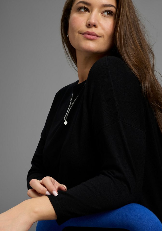 Laura Scott CURVE Longpullover Große Größen aus fließendem Feinstrick mit seitlichem Schlitz – Bild 3 von 5