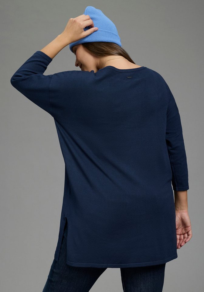 Laura Scott CURVE Longpullover Große Größen aus fließendem Feinstrick mit seitlichem Schlitz – Bild 3 von 5