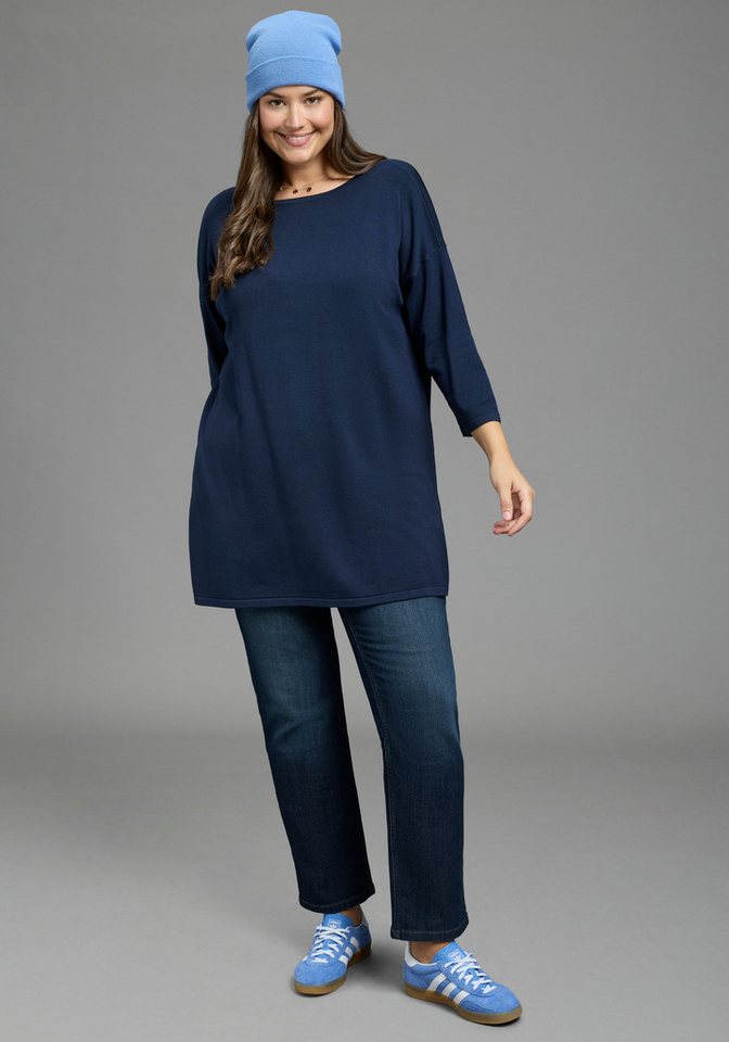 Laura Scott CURVE Longpullover Große Größen aus fließendem Feinstrick mit seitlichem Schlitz – Bild 5 von 5