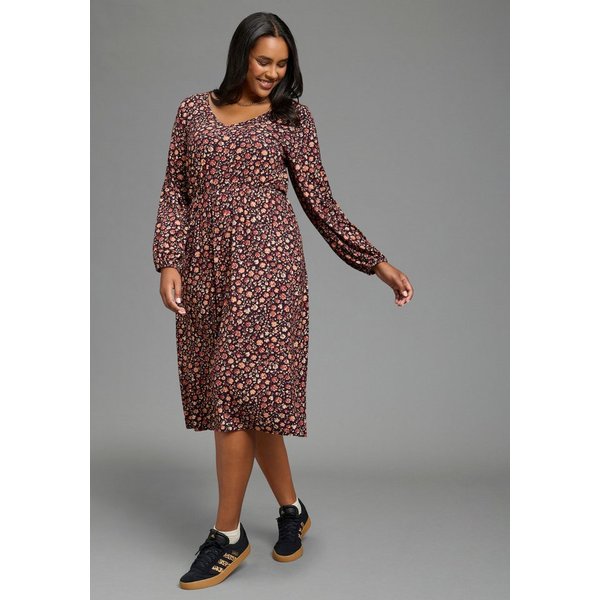 Laura Scott CURVE Midikleid Große Größen aus elastischer Viskosemischung, figurumspielende Passform